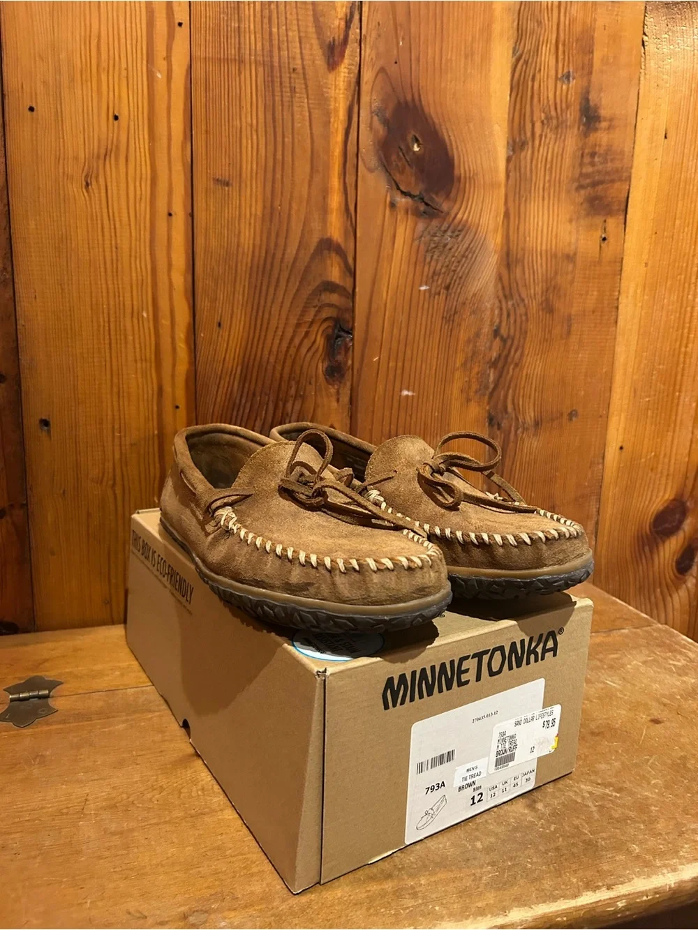 Minnetonka Men's Tan Suede Moccasin Slip-Ons